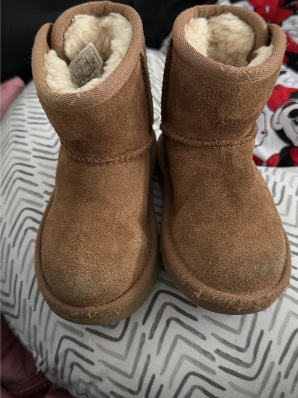 UGG Kids Chestnut Brown Suede Shearling Boots